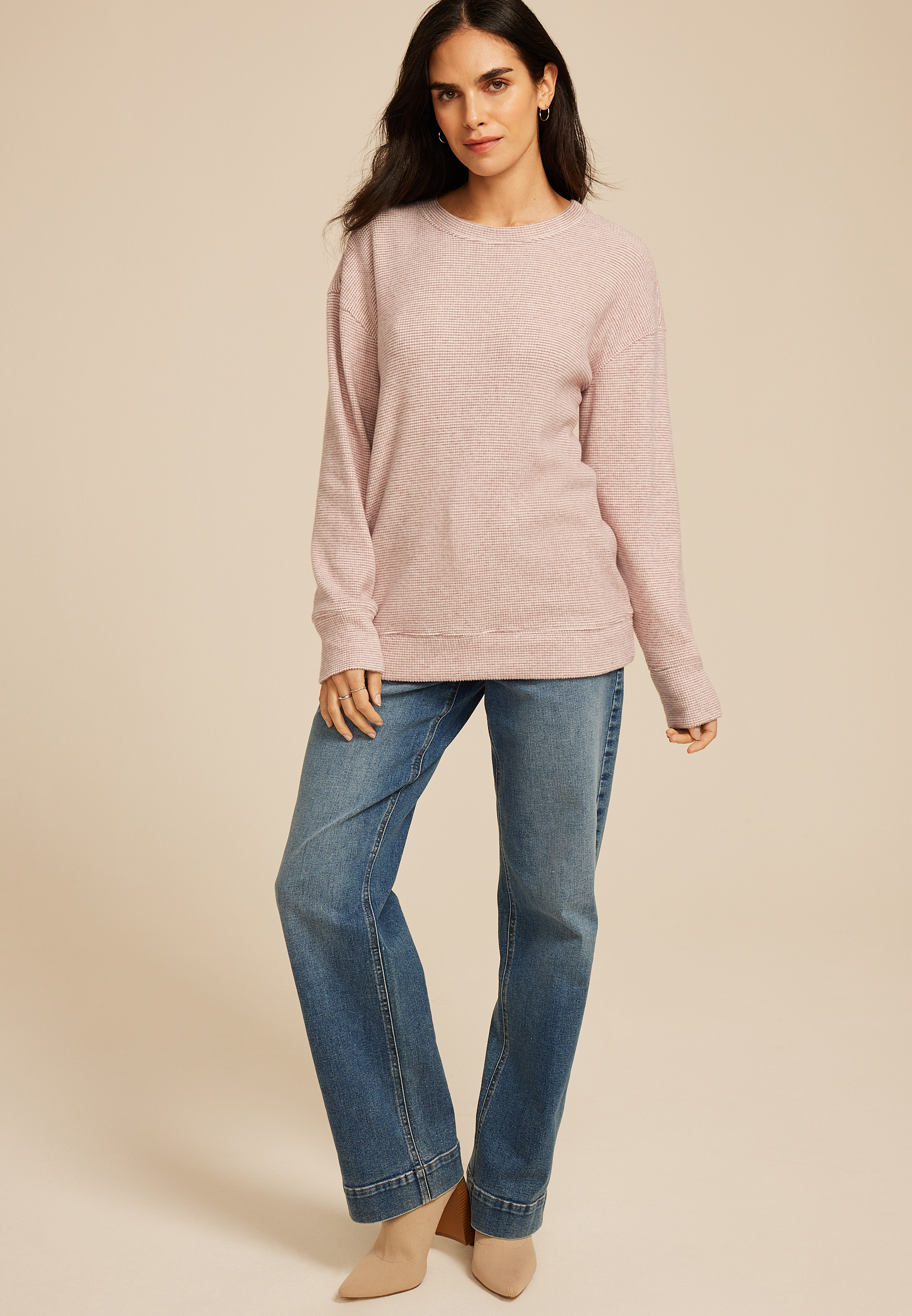 Brushed Waffle Tunic Sweatshirt, C6578, large