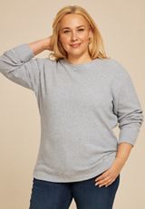 Plus Size Brushed Waffle Tunic Sweatshirt, BIJOU BLUE, small