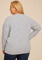 Plus Size Brushed Waffle Tunic Sweatshirt, BIJOU BLUE, small