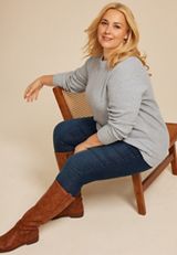 Plus Size Brushed Waffle Tunic Sweatshirt, BIJOU BLUE, small
