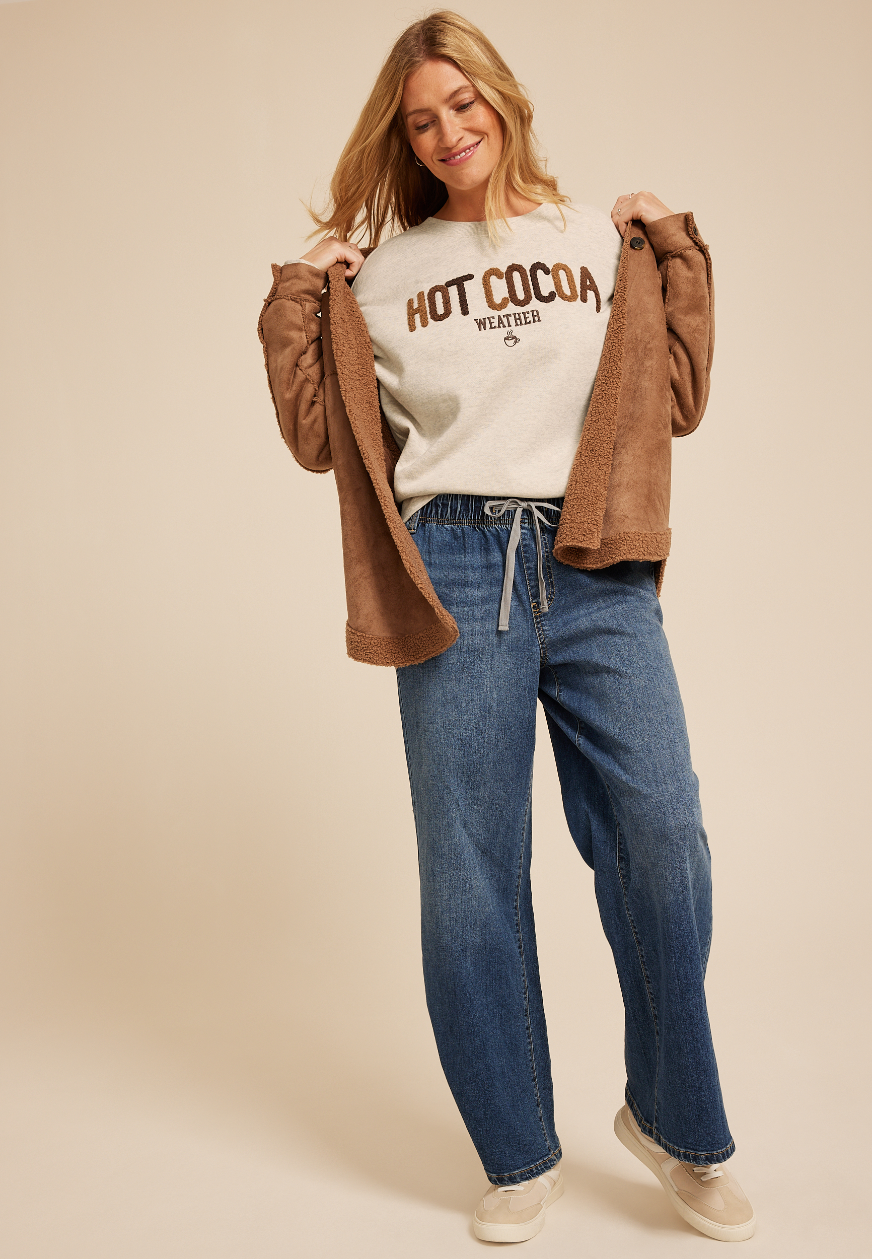 Hot Cocoa Weather Relaxed Fit Sweatshirt, OATMEAL HEATHER, large