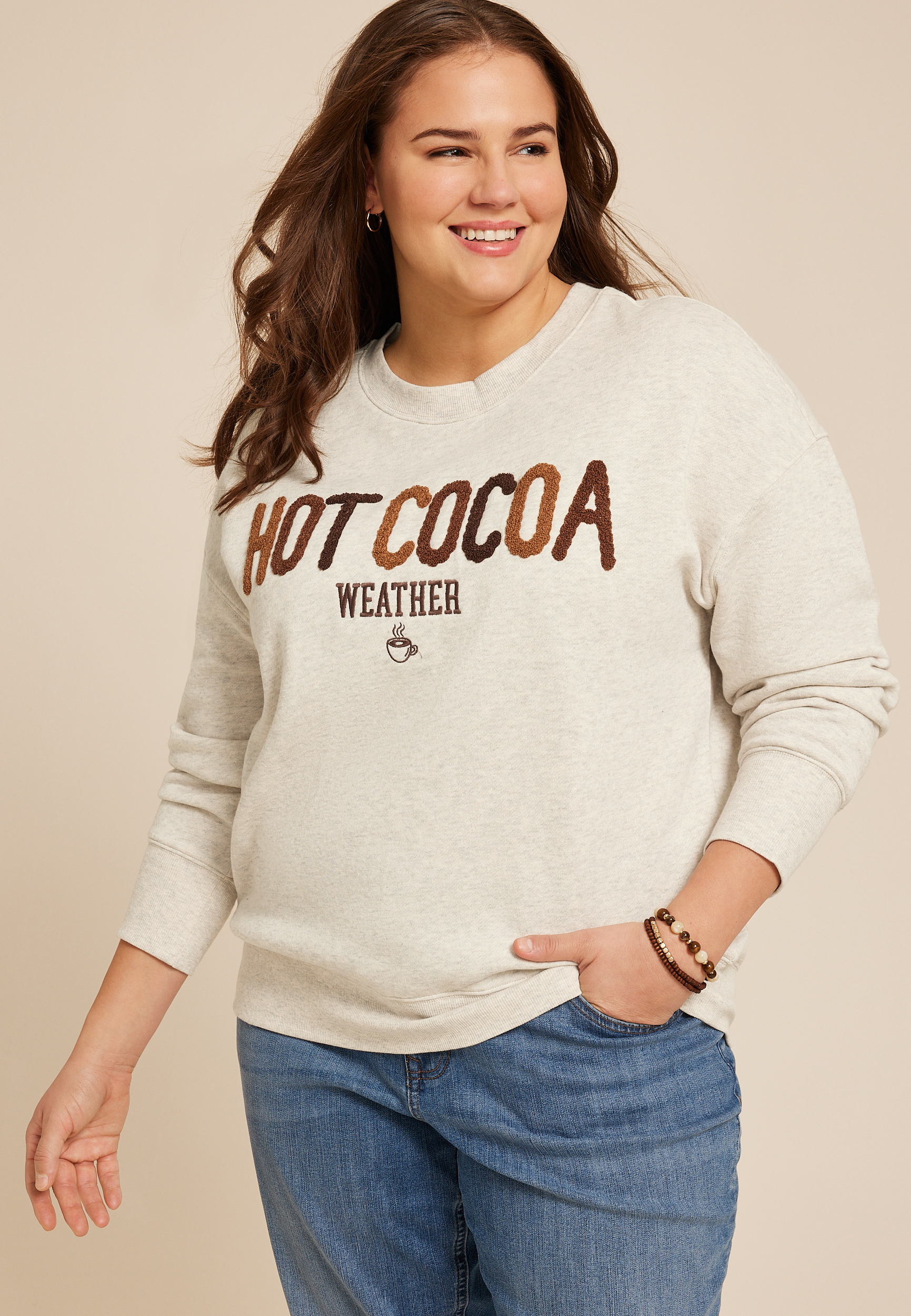 Plus Size Hot Cocoa Weather Relaxed Fit Sweatshirt