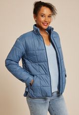Blue Packable Quilted Puffer Jacket, , small