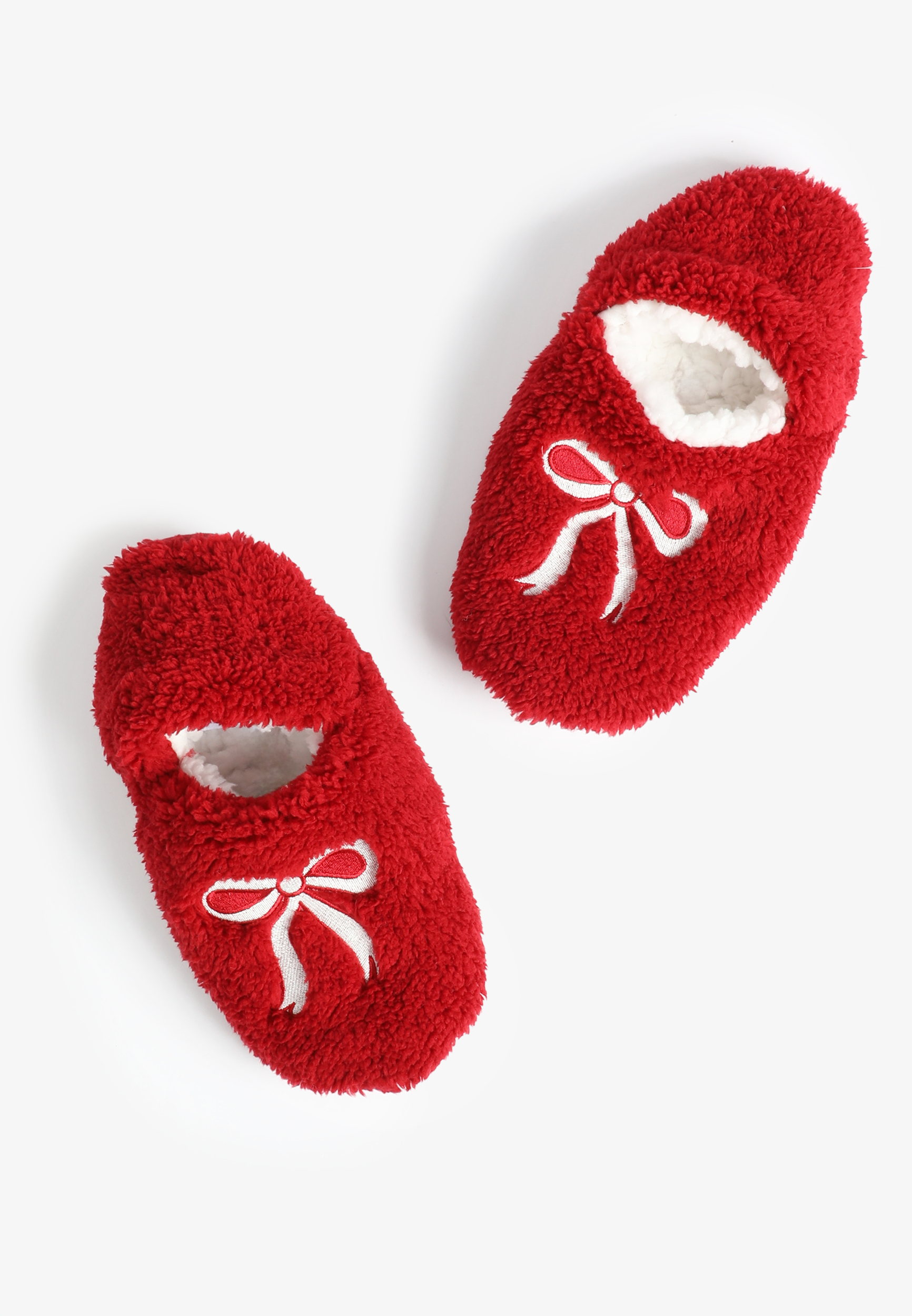 Holiday Bow Sherpa Slipper Socks