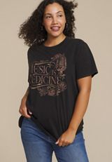 Plus Size Music is Medicine Oversized Fit Graphic Tee, BLACK, small