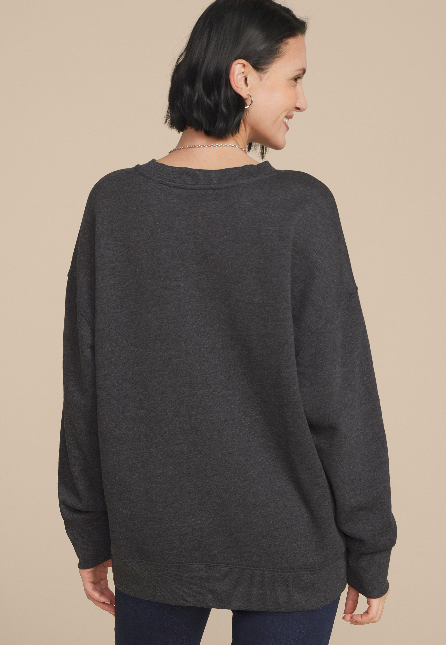 Plus Size State Plaid Crew Neck Sweatshirt, , large