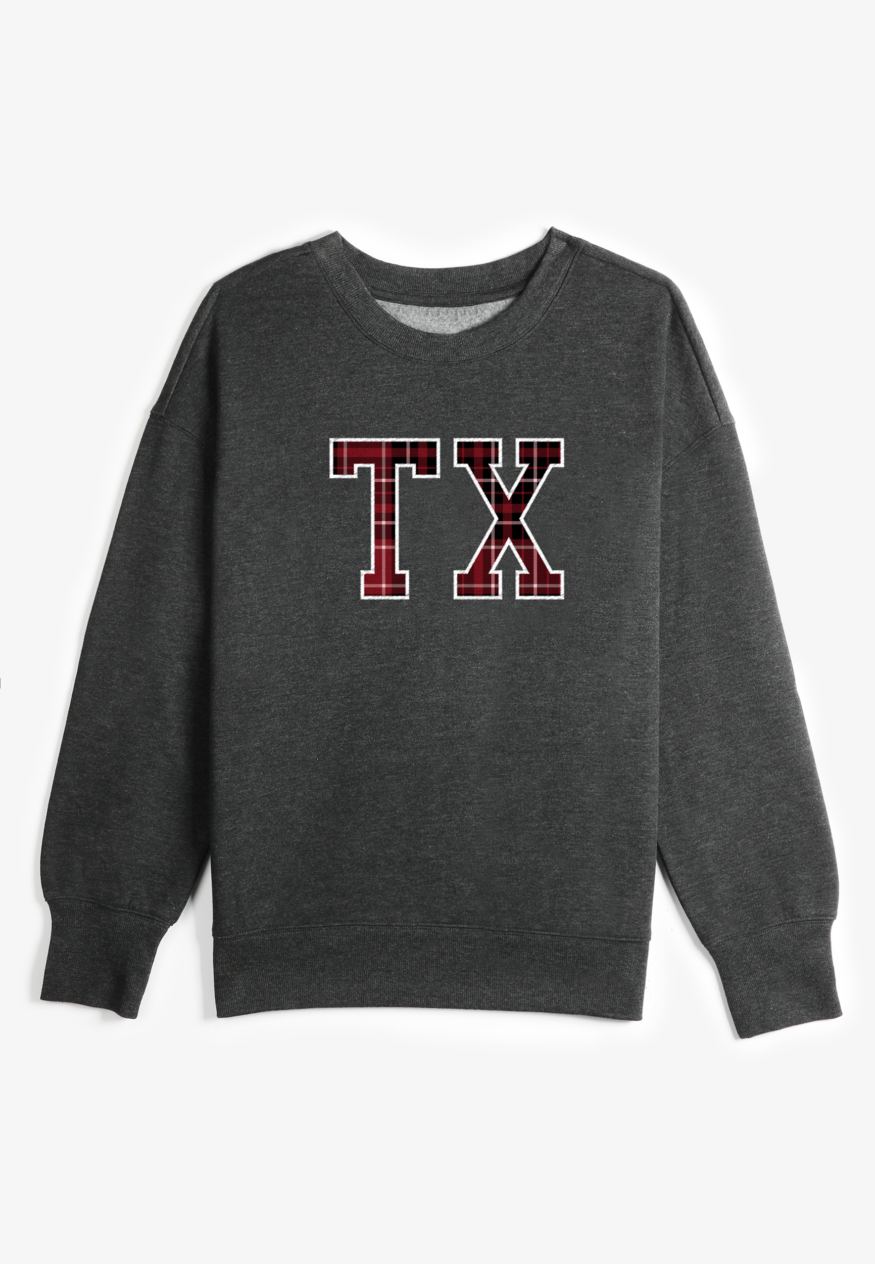 Plus Size State Plaid Crew Neck Sweatshirt, , large