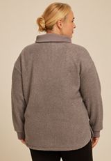 Plus Size Quarter Zip Sherpa Tunic Sweatshirt, C3374, small