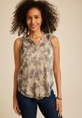 Atwood Sheer Metallic Floral Tank Top, , small