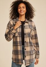 Wilder Fleece Shacket, TAUPE HEATHER COMBO, small