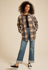 Wilder Fleece Shacket, TAUPE HEATHER COMBO, small