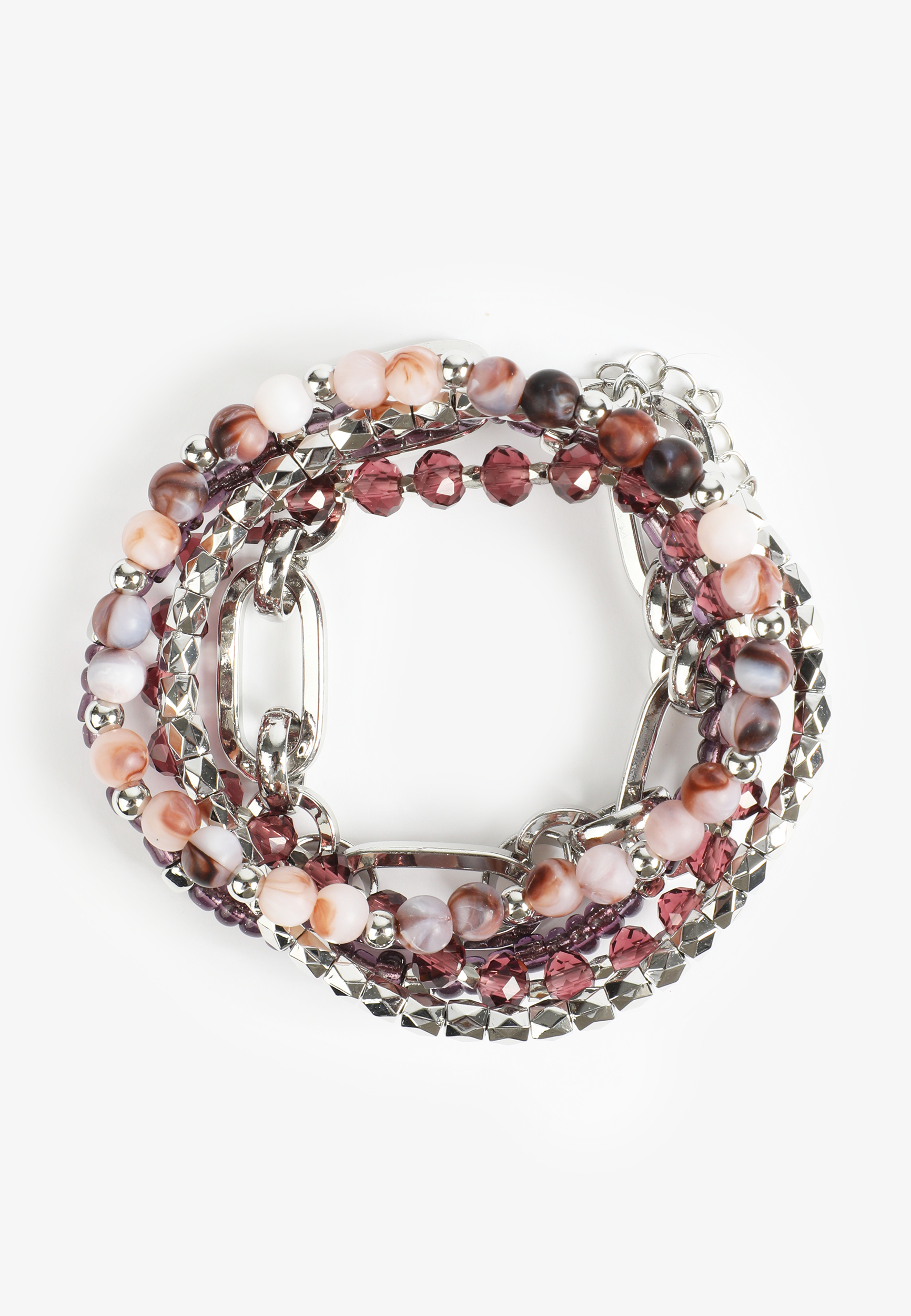 4 Pack Purple Beaded Stretch Bracelet Set