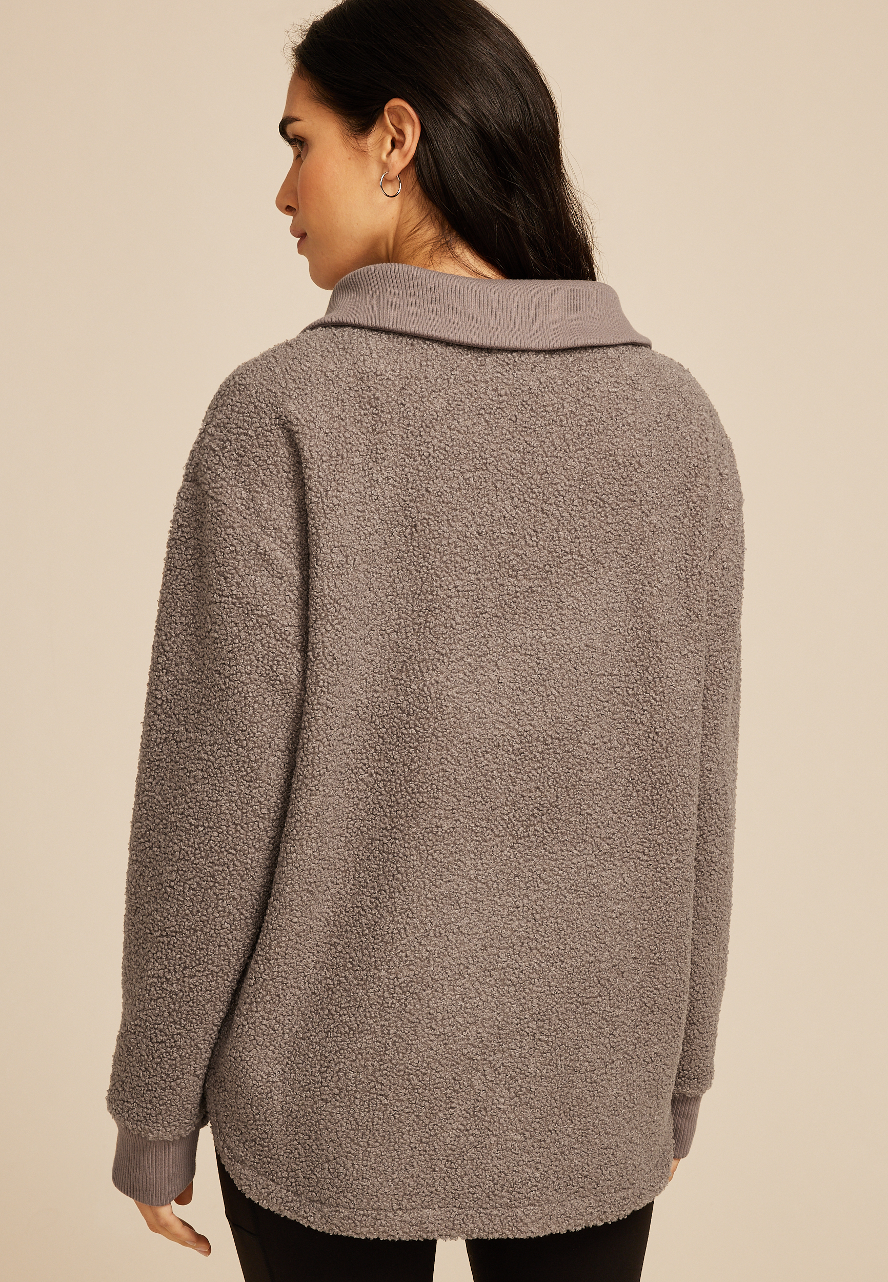 Quarter Zip Sherpa Tunic Sweatshirt - thumbnail 5