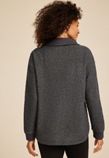 Quarter Zip Sherpa Tunic Sweatshirt, DARK IRON GRAY, small