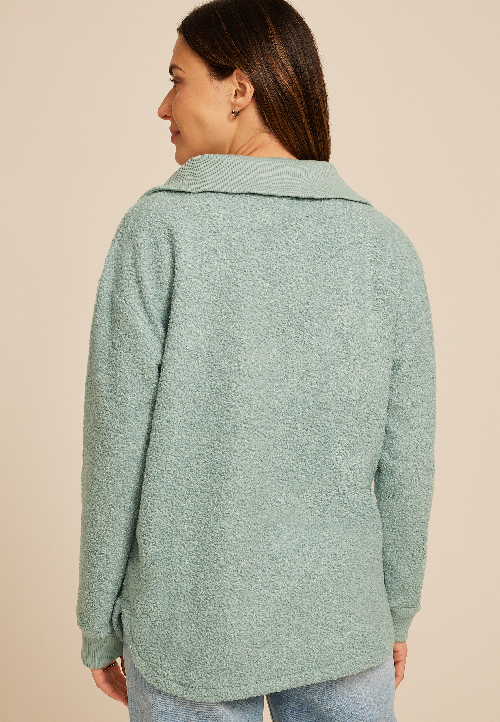 Quarter Zip Sherpa Tunic Sweatshirt, C9826, large