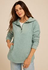 Quarter Zip Sherpa Tunic Sweatshirt, C9826, small