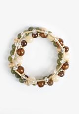 3 Pack Green Beaded Stretch Bracelet Set, C1612, small