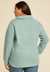 Plus Size Quarter Zip Sherpa Tunic Sweatshirt, C9826, small
