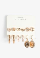 6 Pack Gold Earring Set, C605, small