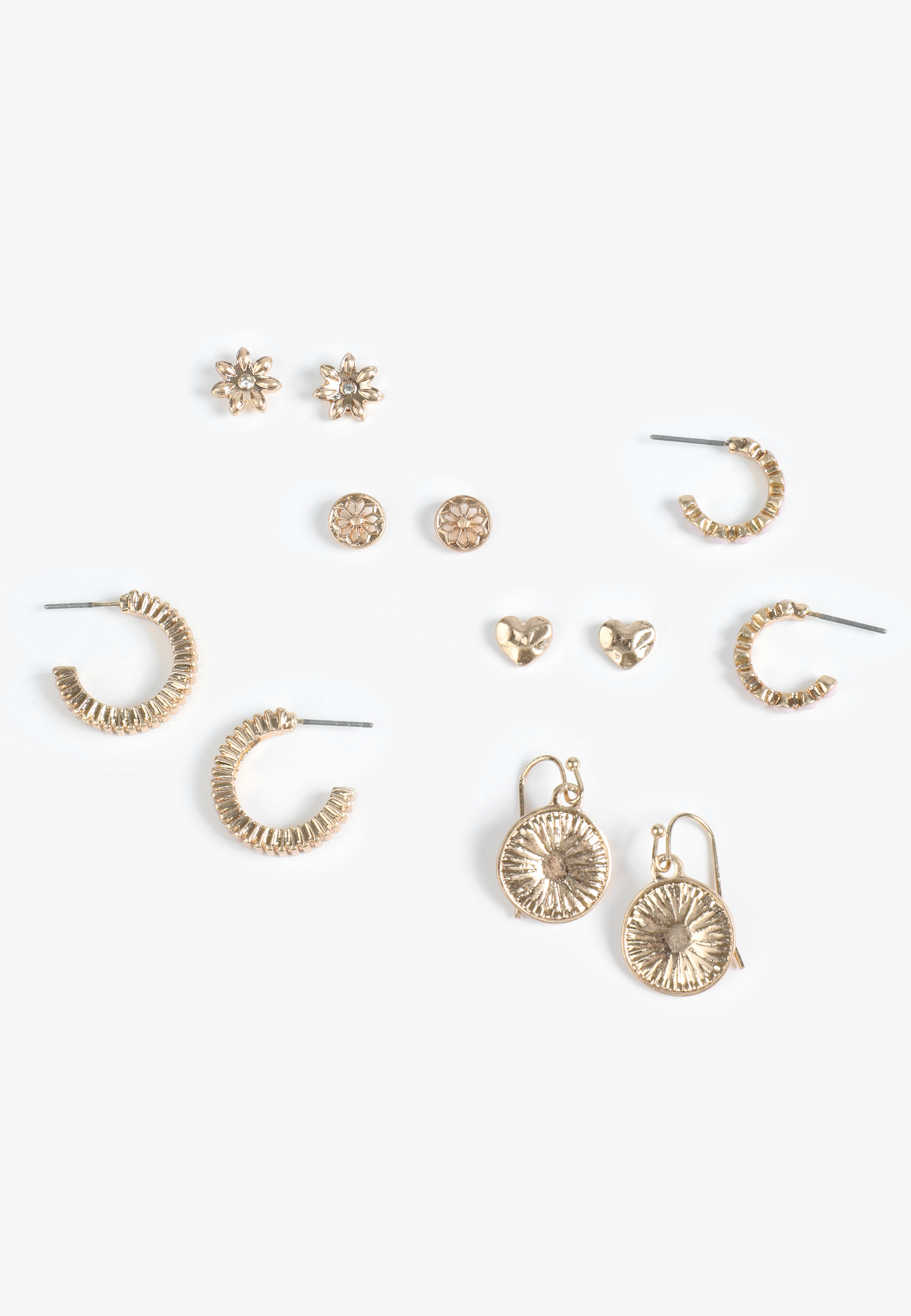 6 Pack Gold Earring Set, C605, large