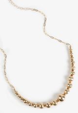 Gold Textured Beaded Necklace, , small