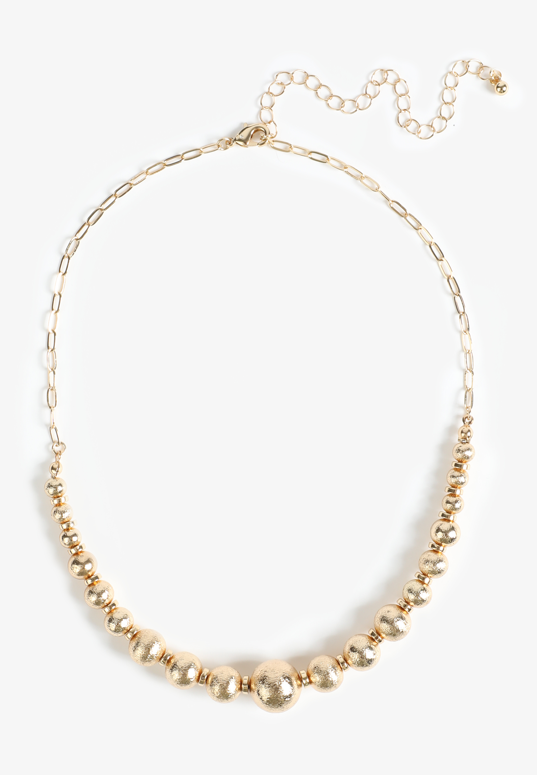 Gold Textured Beaded Necklace, , large