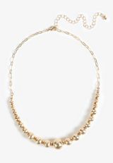 Gold Textured Beaded Necklace, , small