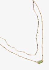 Gold Faux Olivine Stone Layered Necklace, C605, small