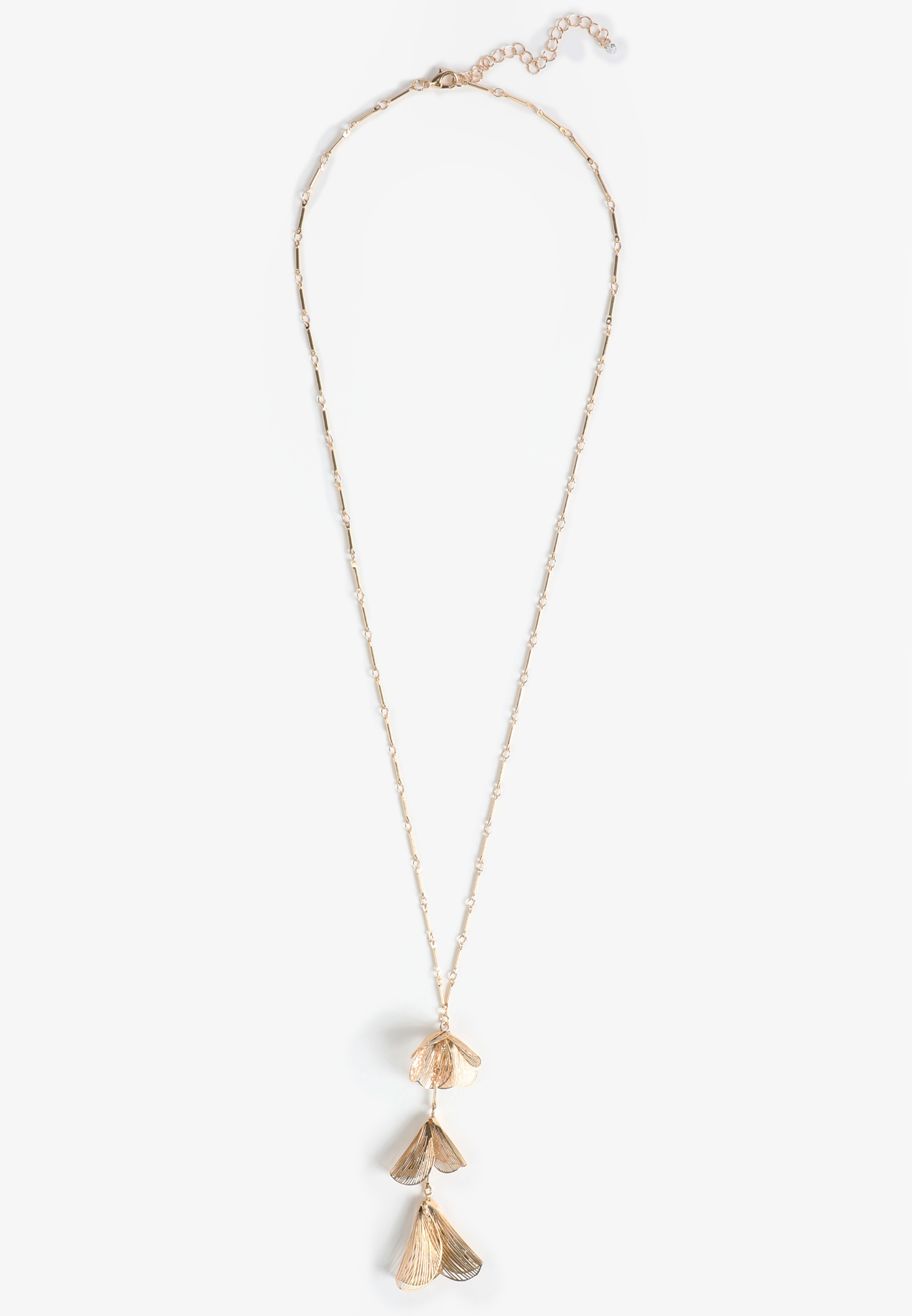 Gold Dimensional Petal Necklace, GOLD, large