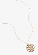 Gold Basket Weave Pendant Necklace, GOLD, small