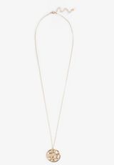 Gold Basket Weave Pendant Necklace, GOLD, small