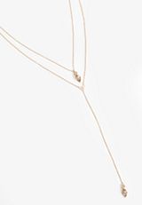 Light Brown Gemstone Pendant Layered Necklace, GOLD, small