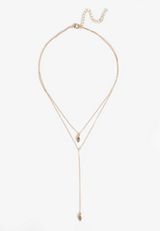 Light Brown Gemstone Pendant Layered Necklace, GOLD, small
