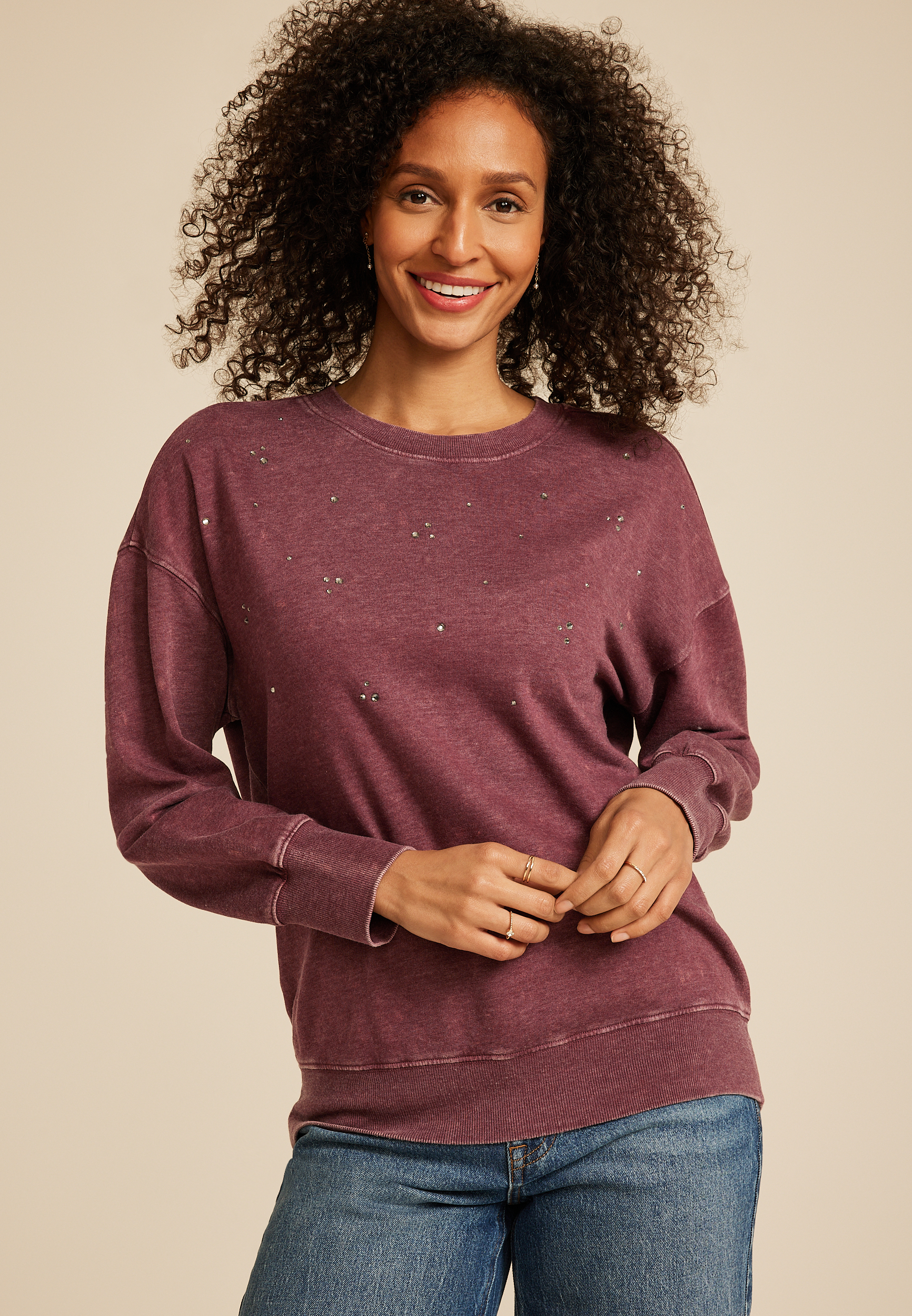 Studio Y Embellished Crewneck Sweatshirt