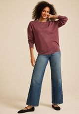 Studio Y Embellished Crewneck Sweatshirt, BURGUNDY, small