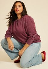 Plus Size Studio Y Embellished Crewneck Sweatshirt, , small