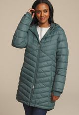 Hooded Long Puffer Jacket, C974, small