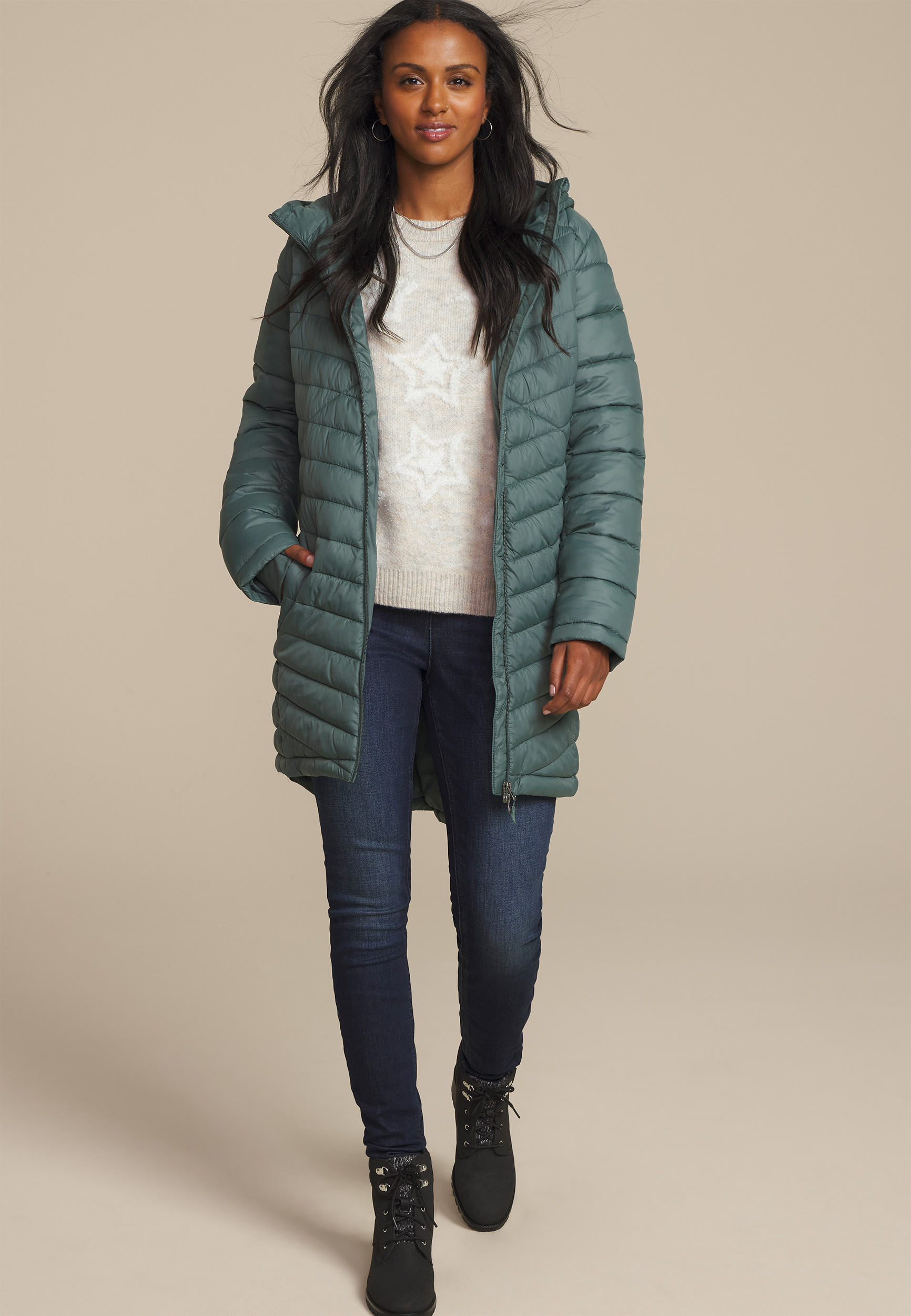 Hooded Long Puffer Jacket