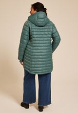 Plus Size Hooded Long Puffer Jacket, C974, small
