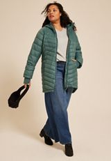 Plus Size Hooded Long Puffer Jacket, C974, small