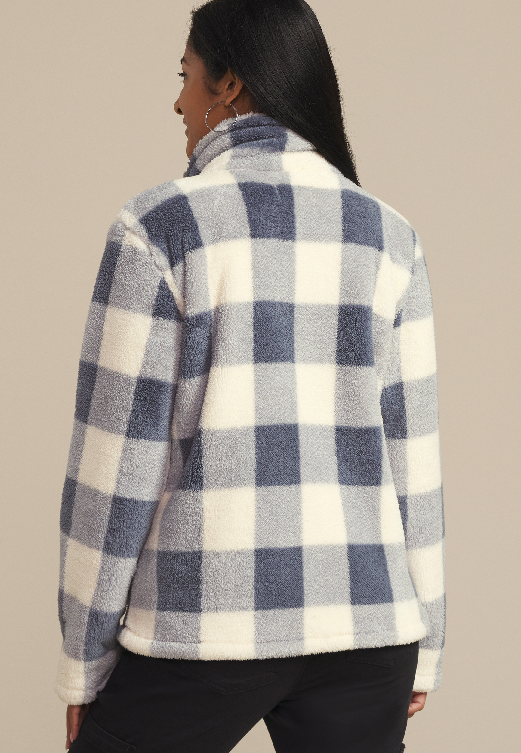 Buffalo Plaid Button Front Jacket, C1772, large