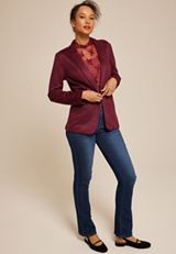 Faux Suede Single Button Blazer, TAWNY PORT, small