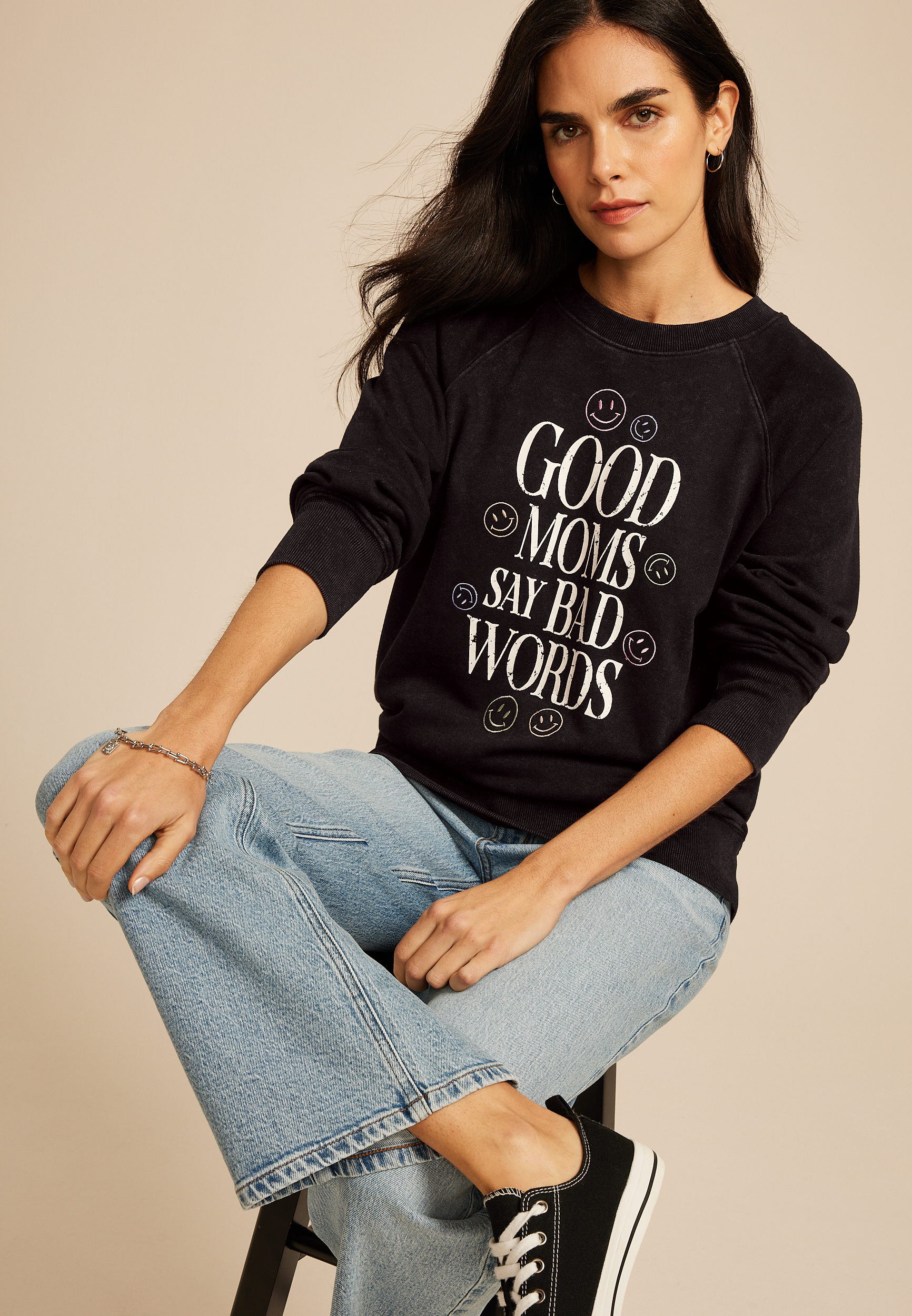Good Moms Say Bad Words Relaxed Fit Sweatshirt, C106, large