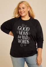 Plus Size Good Moms Say Bad Words Relaxed Fit Sweatshirt, C106, small
