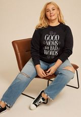 Plus Size Good Moms Say Bad Words Relaxed Fit Sweatshirt, C106, small