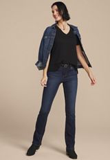 24/7 V Neck Step Hem Tee, BLACK, small