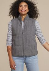 Cable Knit Puffer Vest, , small