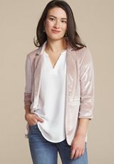 Metallic Velvet Blazer, , small