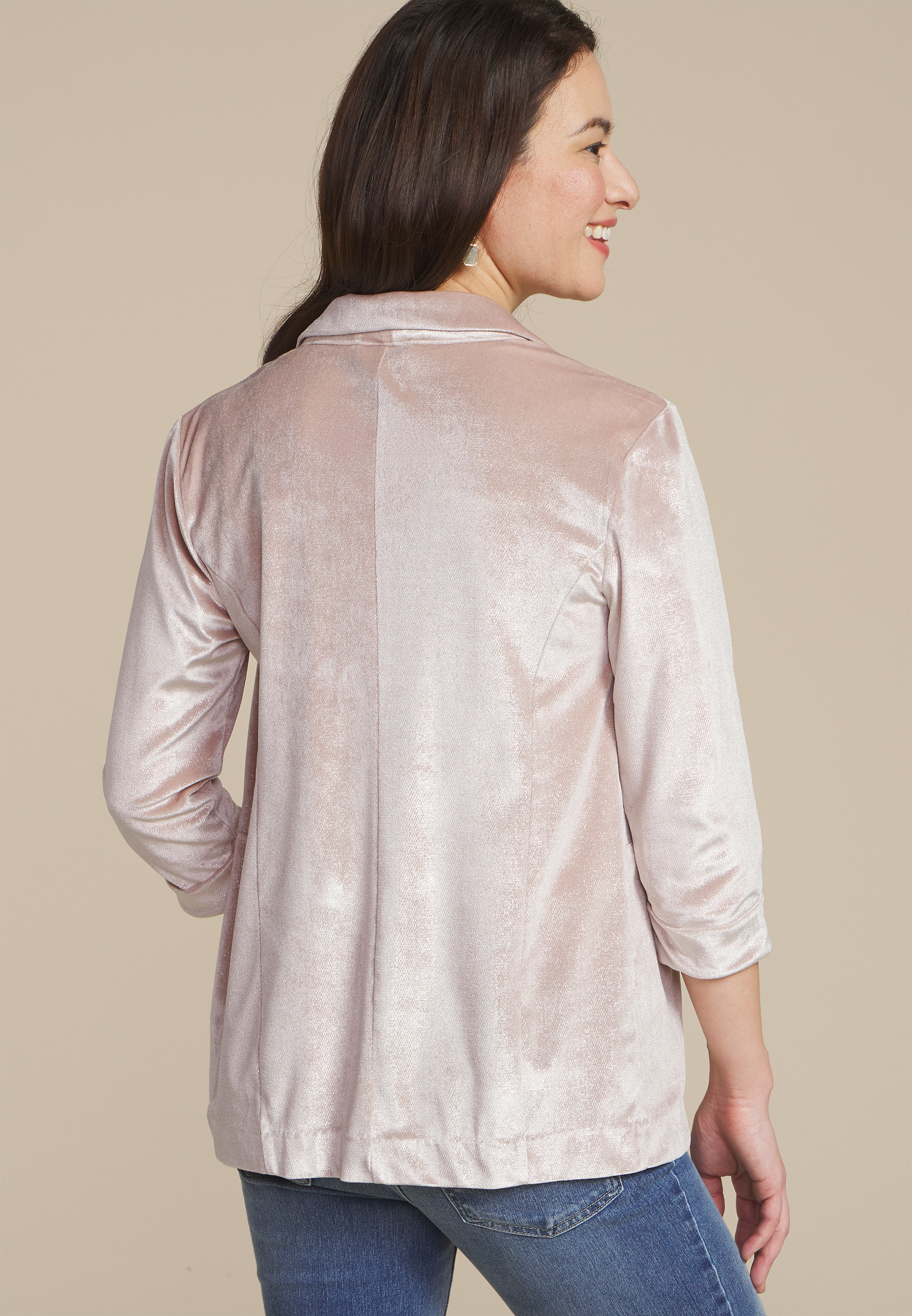 Metallic Velvet Blazer, , large