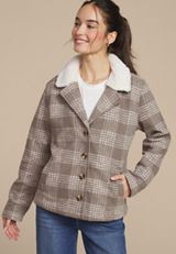Plaid Sherpa Collar Jacket, , small